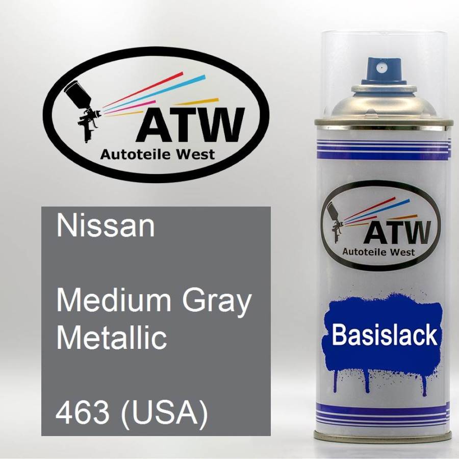 Nissan, Medium Gray Metallic, 463 (USA): 400ml Sprühdose, von ATW Autoteile West.